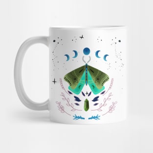 magical moons and luna moth , fantasy butterfly , fantasy moth illustration Mug